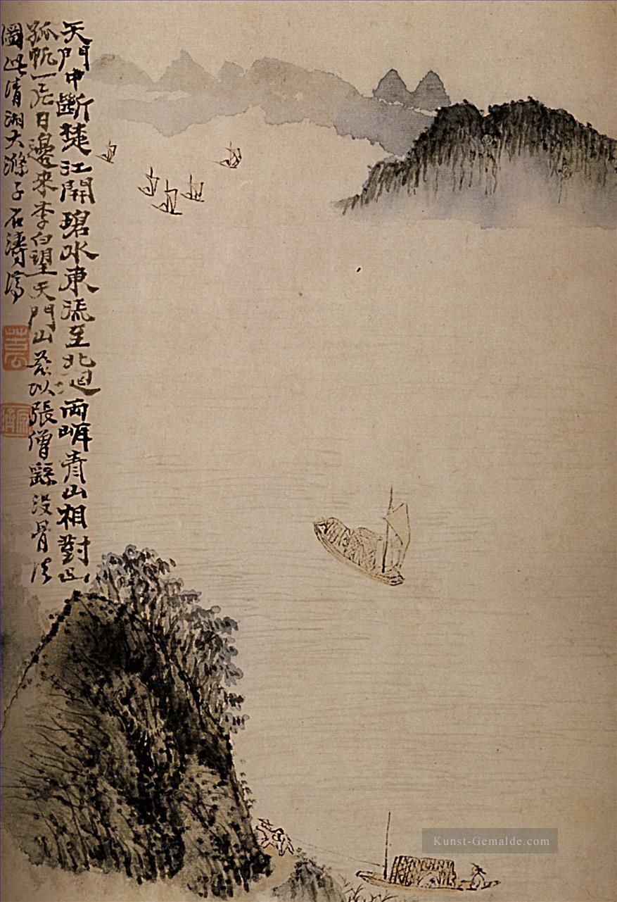 Shita Boote zur Tür 1707 alte China Tinte Ölgemälde